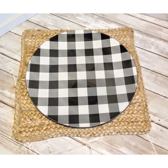 Hobby Lobby Kitchen 3 Buffalo Plaid Black White Charger Plates Set